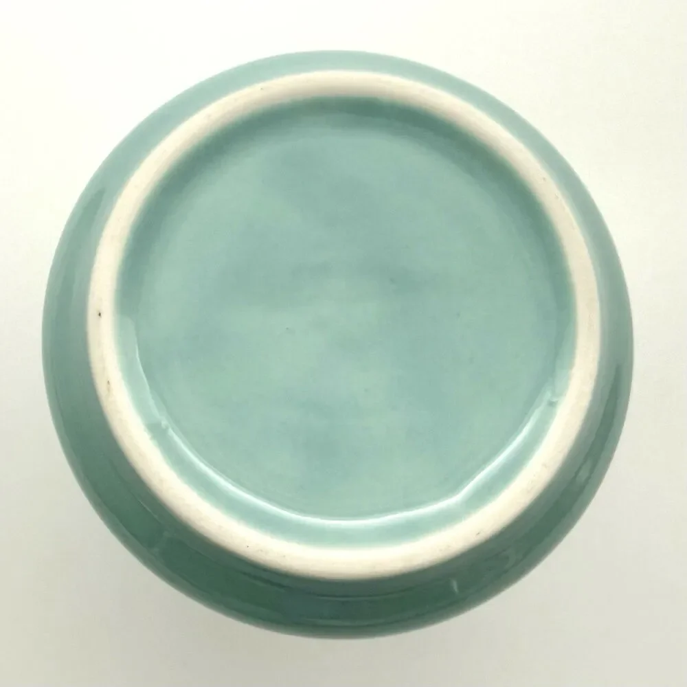 DAYYET Sugar Bowl w/Lid Spoon 10 oz Ceramic Turquoise Aqua Farmhouse Cottagecore
